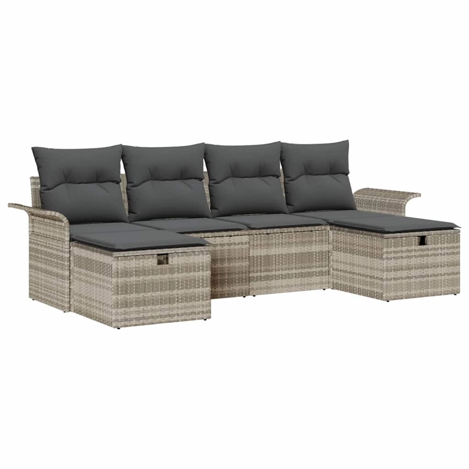 vidaXL Garten-Sofa-Set mit Kissen 6-Tlg Hellgrau Poly Rattan 3360253 günstig online kaufen