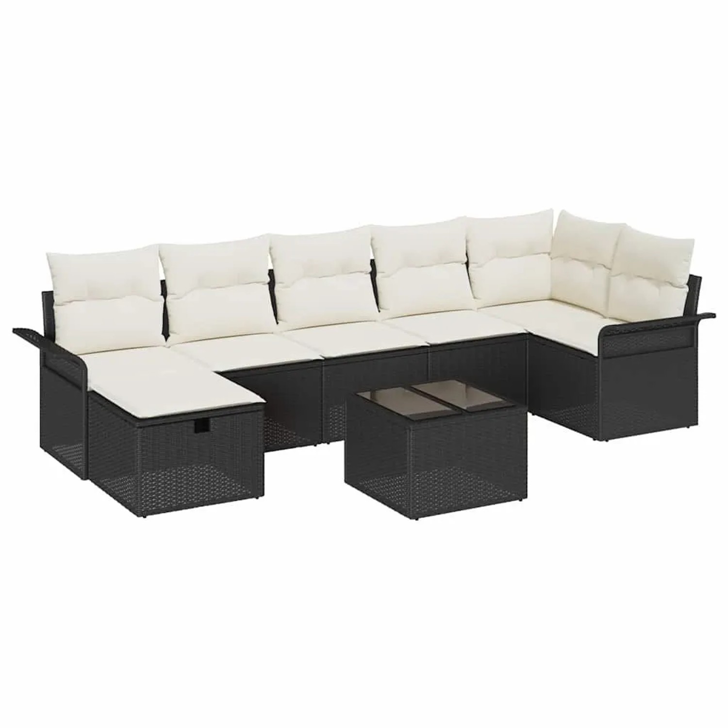 vidaXL Gartensofa-set mit Kissen 8-Tlg Schwarz und Creme Poly-Rattan 335890 günstig online kaufen