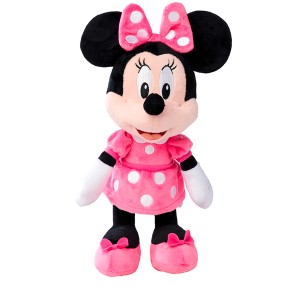 Disney Minnie Maus Plüschfigur, 25 cm, weich, mit rosa Kleid und Schleife. Ideal als Geschenk.