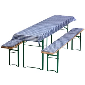 NYVI Bierbankauflagen Set 240x70cm Blau Kariert