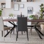 Esstisch mit schwarzem DELUKE Metall Tischgestell PROXI und Stühlen im modernen Wohnzimmer.