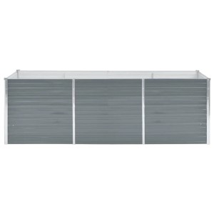 Graues vidaXL Garten-Hochbeet aus Stahl, 240x80x77 cm, ideal für Garten, Balkon oder Terrasse.
