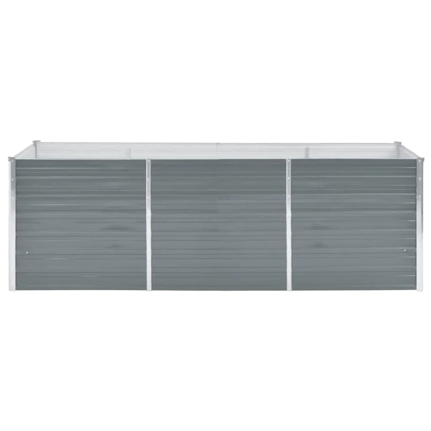 Graues vidaXL Garten-Hochbeet aus Stahl, 240x80x77 cm, ideal für Garten, Balkon oder Terrasse.