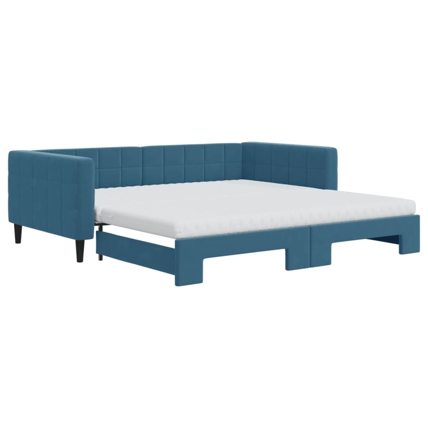 vidaXL Tagesbett Ausziehbar mit Matratzen Blau 100x200 cm Samt1847529