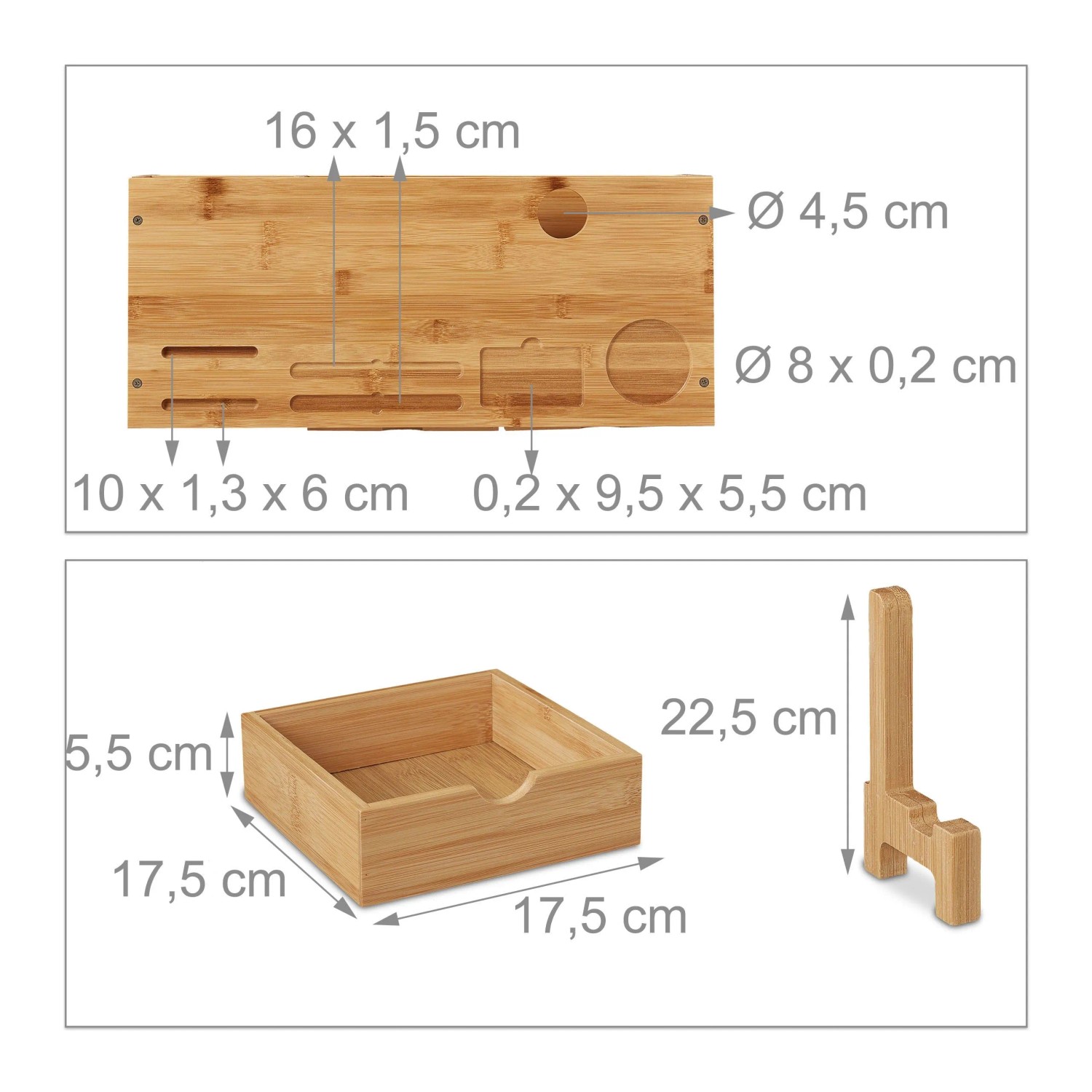 Relaxdays Monitorständer Bambus mit Handyhalter 2 Schubladen 13 cm x 54 cm x 23 cm_5