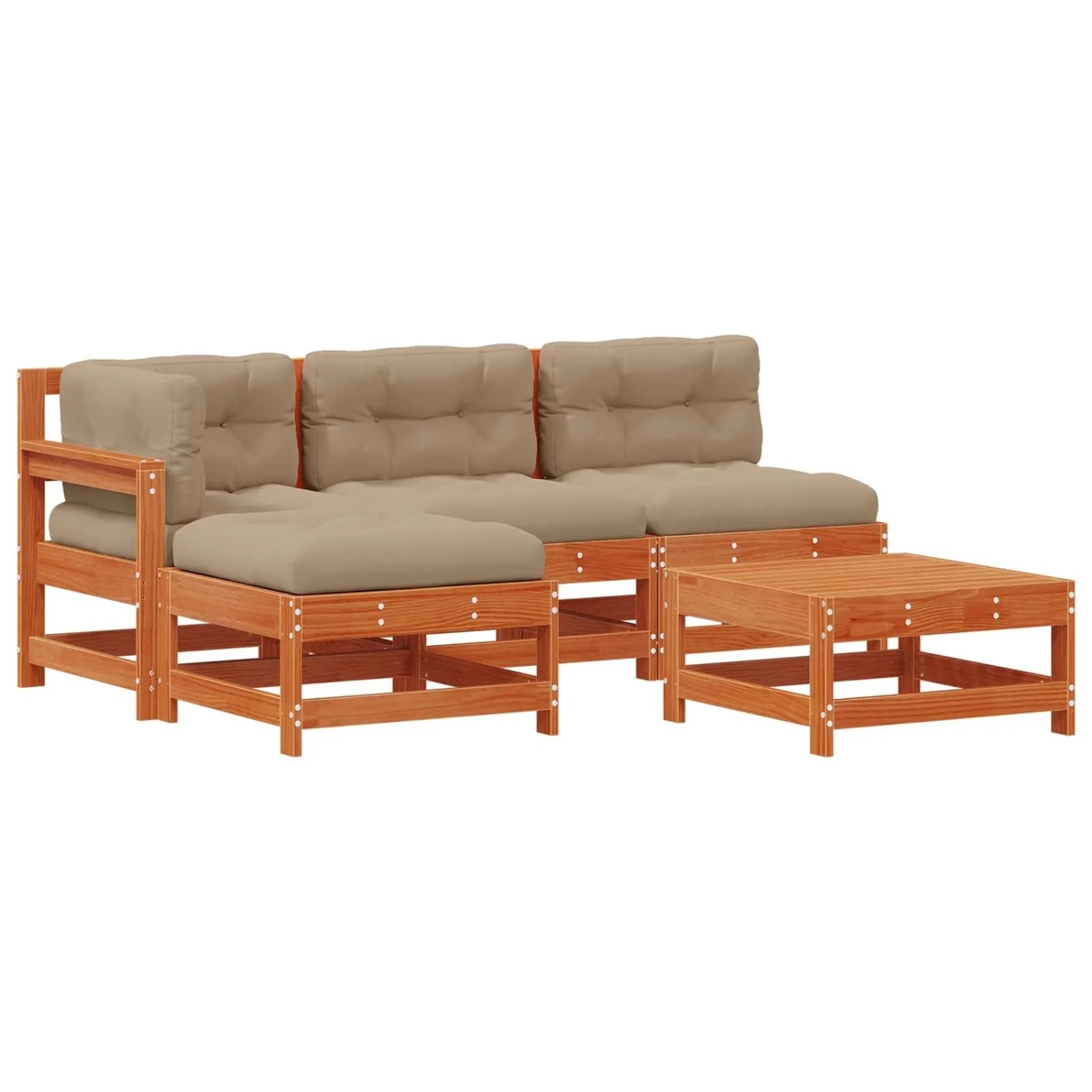 vidaXL Garten-Lounge-Set 5 Stk Wachsbraun Massives Kiefernholz 3418070