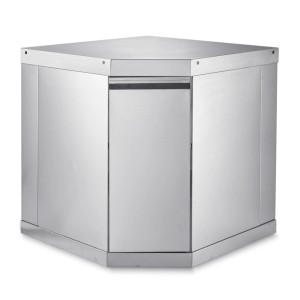 MyOutdoorKitchen Eckmodul Large Stainless Collection aus Edelstahl mit Tür und Stauraum.