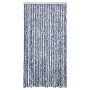 Blau-weißer Fliegenvorhang (100x200 cm) aus Chenille, flexibel und geräuscharm.
