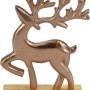 Deko-Hirsch, 16 cm, Kupfer/Natur, aus Aluminium und Mangoholz für die Weihnachtsdekoration.