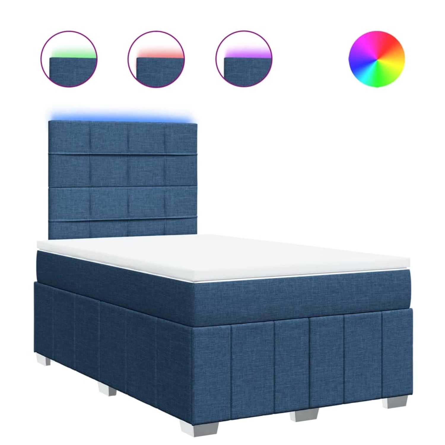 vidaXL Boxspringbett mit Matratze Blau 120x200 cm Stoff 3293941 günstig online kaufen