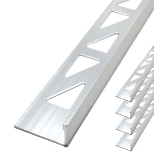Dalsys Fliesenschiene aus Aluminium, 5x2,5m, 10mm, Winkelprofil in Silber.