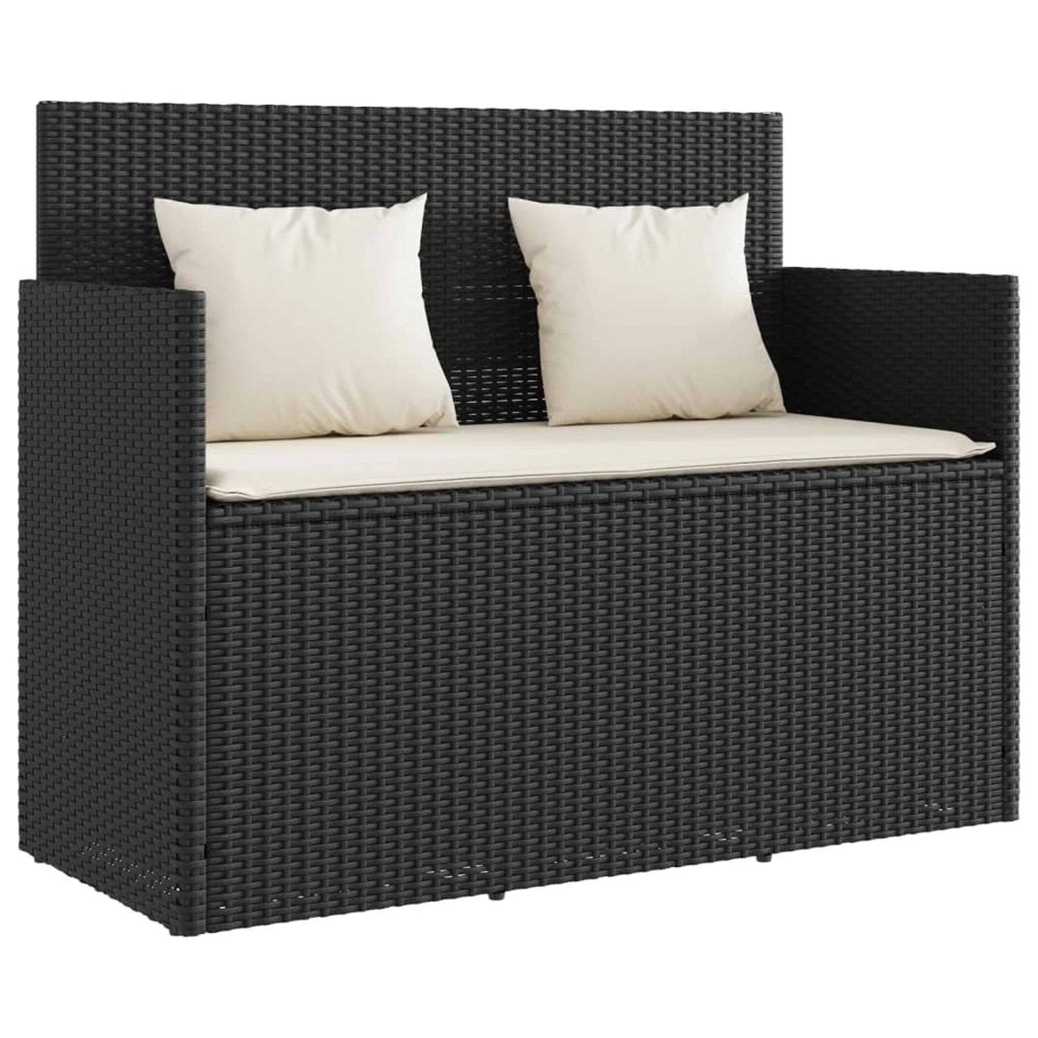 VidaXL Gartenbank  Poly Rattan mit Kissen Schwarz günstig online kaufen