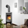 Justus Kaminofen Usedom 5 mit Speckstein, gussgrau, 5 kW im Wohnraum.