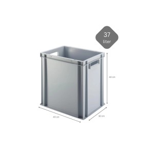Graue PROREGAL Eurobox 37L mit Griffen, 40x30x40cm, ideal zur Aufbewahrung und als Transportbox.