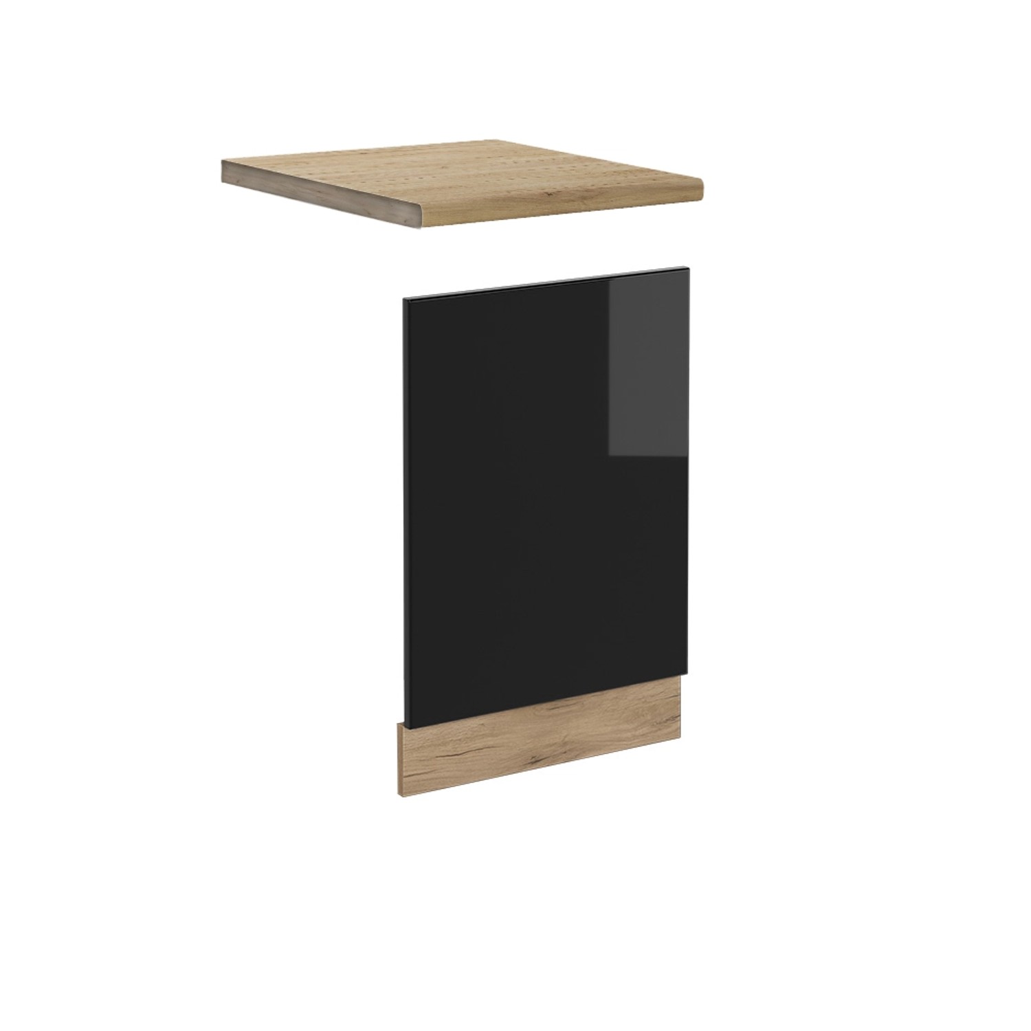 Vicco Frontblende R-Line Schwarz Hochglanz/Goldkraft Eiche 45 cm AP Eiche günstig online kaufen