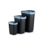 PROREGAL Mülleimer Set, 3 Größen, schwarz-blaue Kunststoff Abfalleimer für Innenräume.