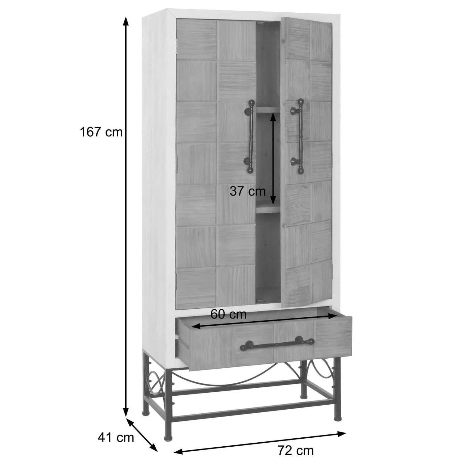 MCW Hochschrank N30 Massiv-Holz MDF 167x72x41cm_4