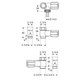 Schell NA-Ventil Comfort DN20 G 3/4 AG x G 3/4 IG Anschluss rechts 