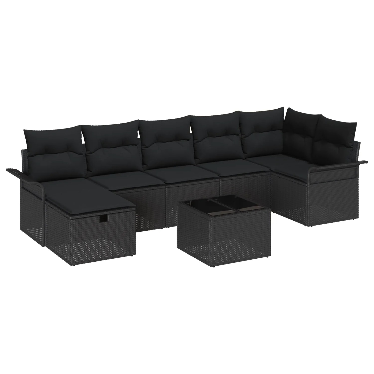 vidaXL Garten-Sofa-Set mit Kissen 8-Tlg Schwarz Poly Rattan 3360244