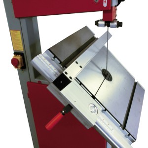 Holzmann HBS400 Holzbandsäge mit neigbarem Tisch und Aluminiumanschlag für präzise Holzarbeiten.