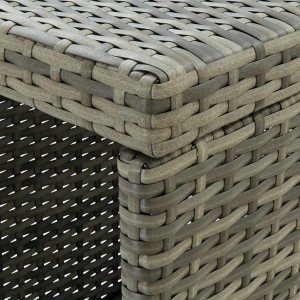 Detailaufnahme: Graues vidaXL Gartenbar-Set aus Rattan, Eckbereich.