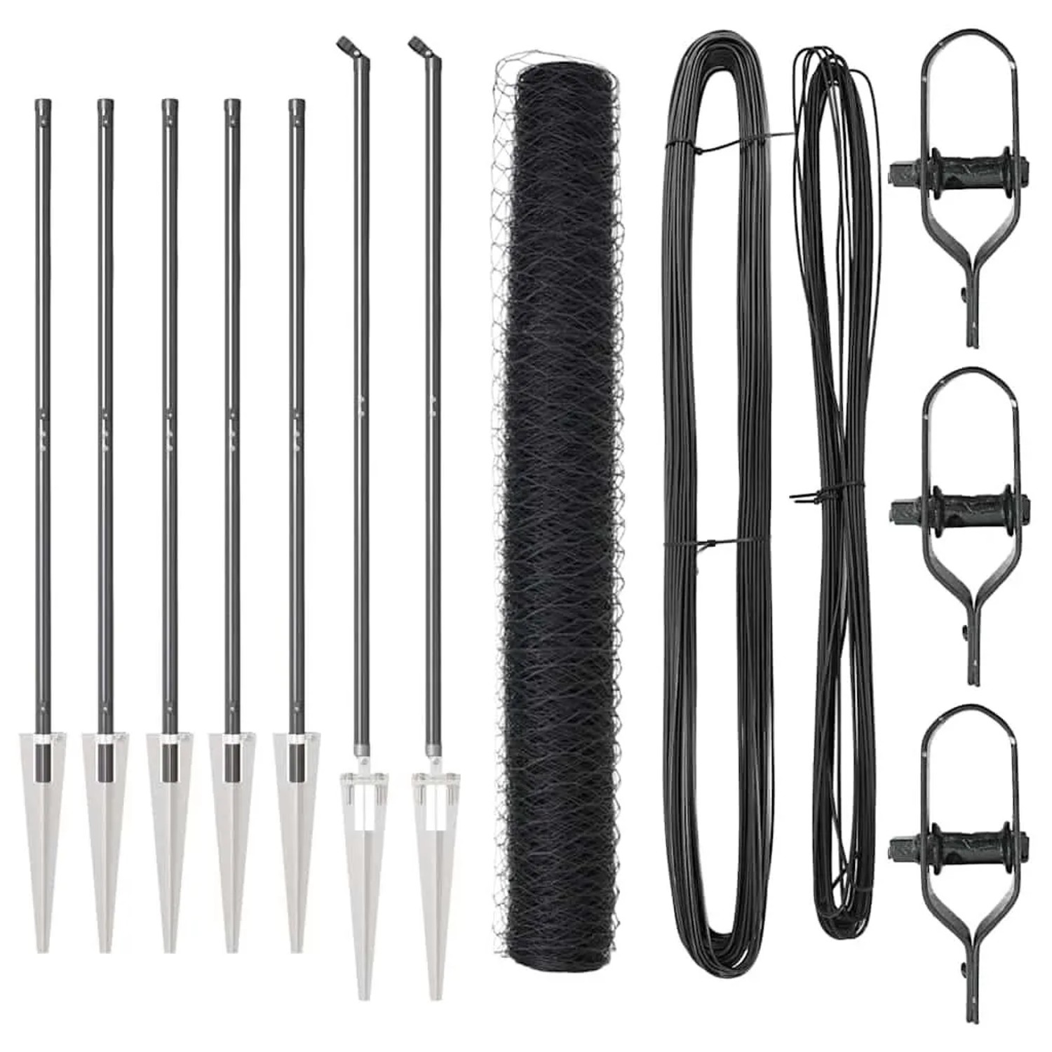 vidaXL Zaunpfosten Grau 10 x 1,2 m 50 mm Maschen Stahl und PVC 3353206 günstig online kaufen