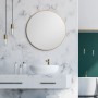 Goldener DSK Design-Wandspiegel Picasso, Ø 60 cm, im modernen Badezimmer.