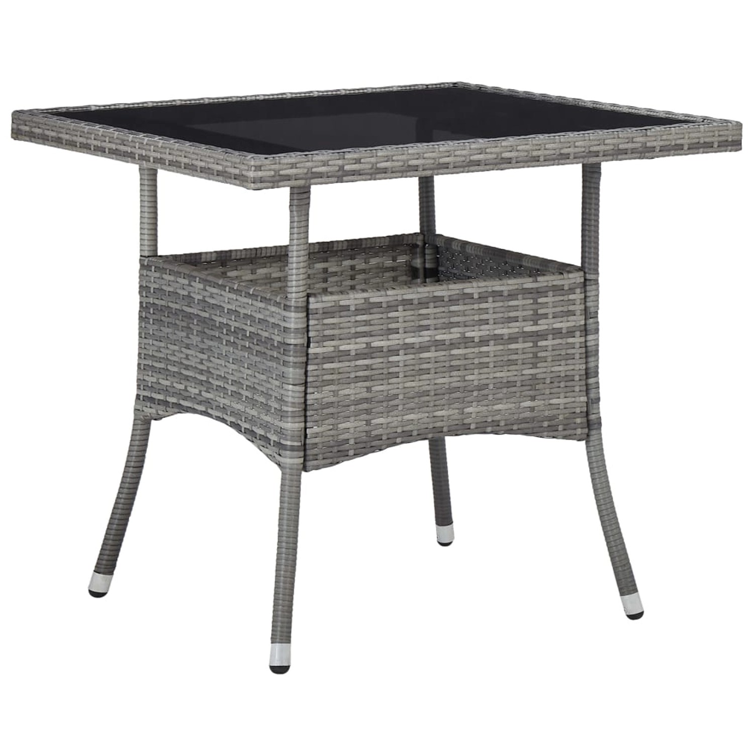 vidaXL Garten-Esstisch Grau Poly Rattan und Glas 46178 günstig online kaufen