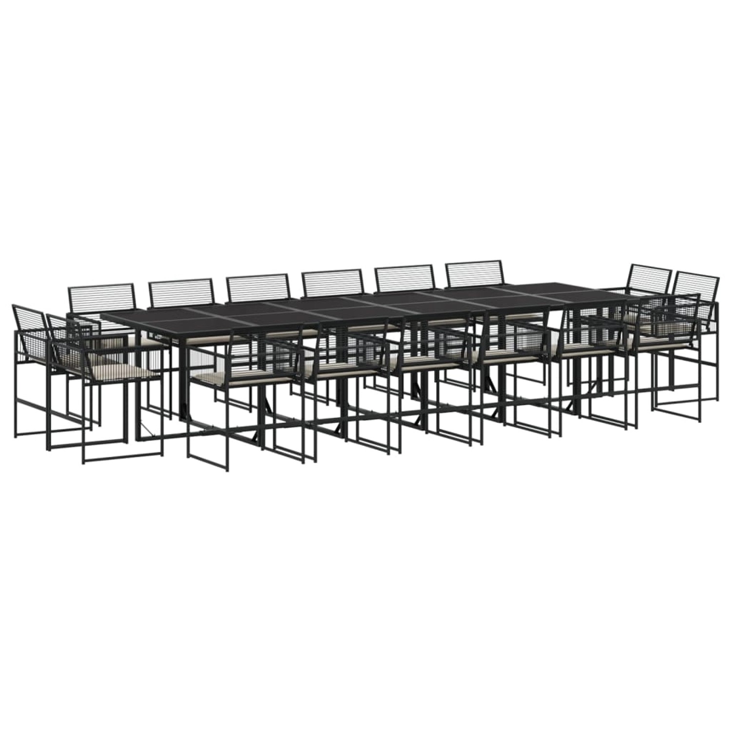 vidaXL 17-Tlg Garten-Essgruppe mit Kissen Schwarz Poly Rattan 3295017 günstig online kaufen