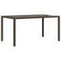 Brauner vidaXL Gartentisch aus Rattan mit Glasplatte, Teil der 5-tlg. Garten-Essgruppe.