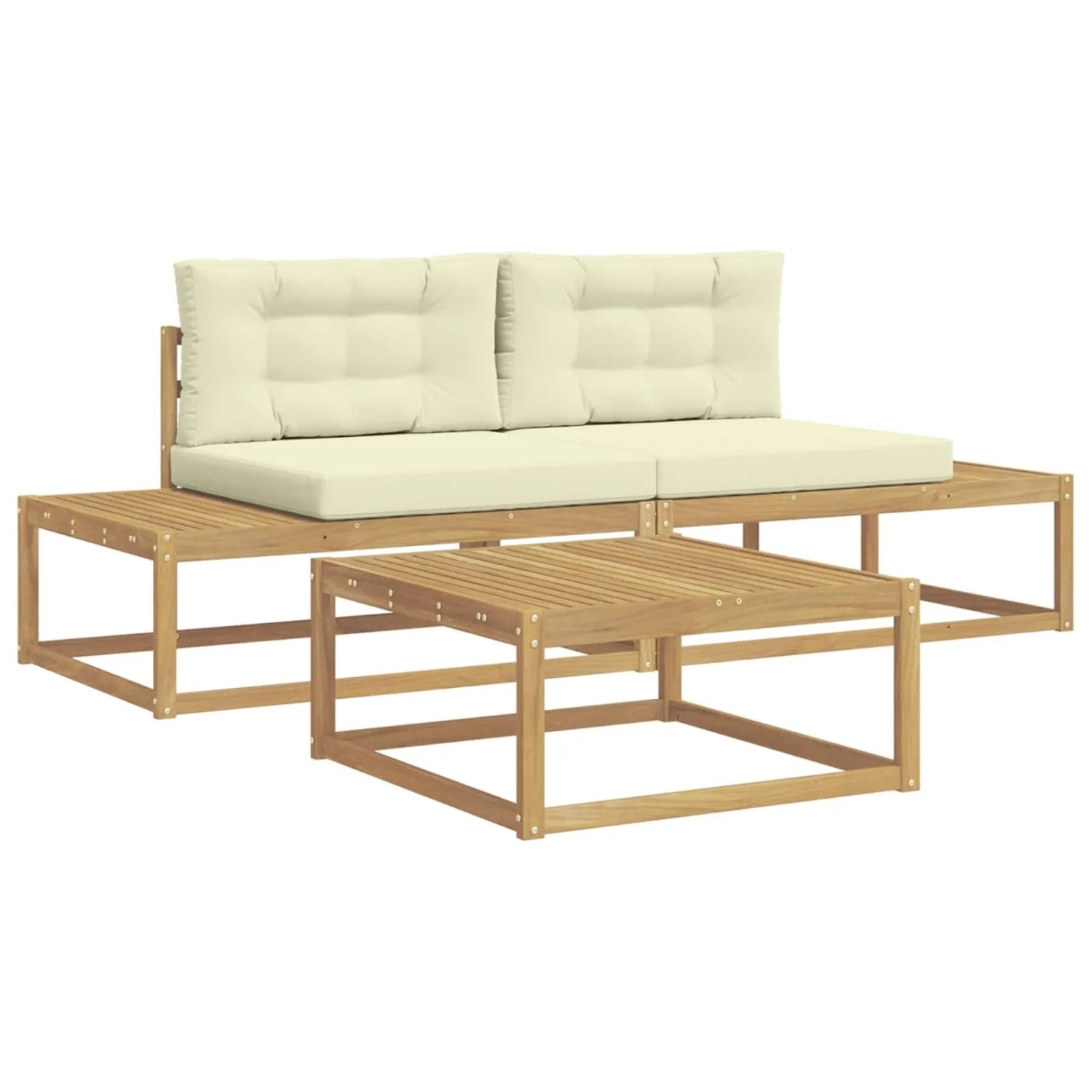 vidaXL Outdoor-Sofagarnitur mit Kissen Weiß 79 x 79 x 37 cm Polyester 3386994
