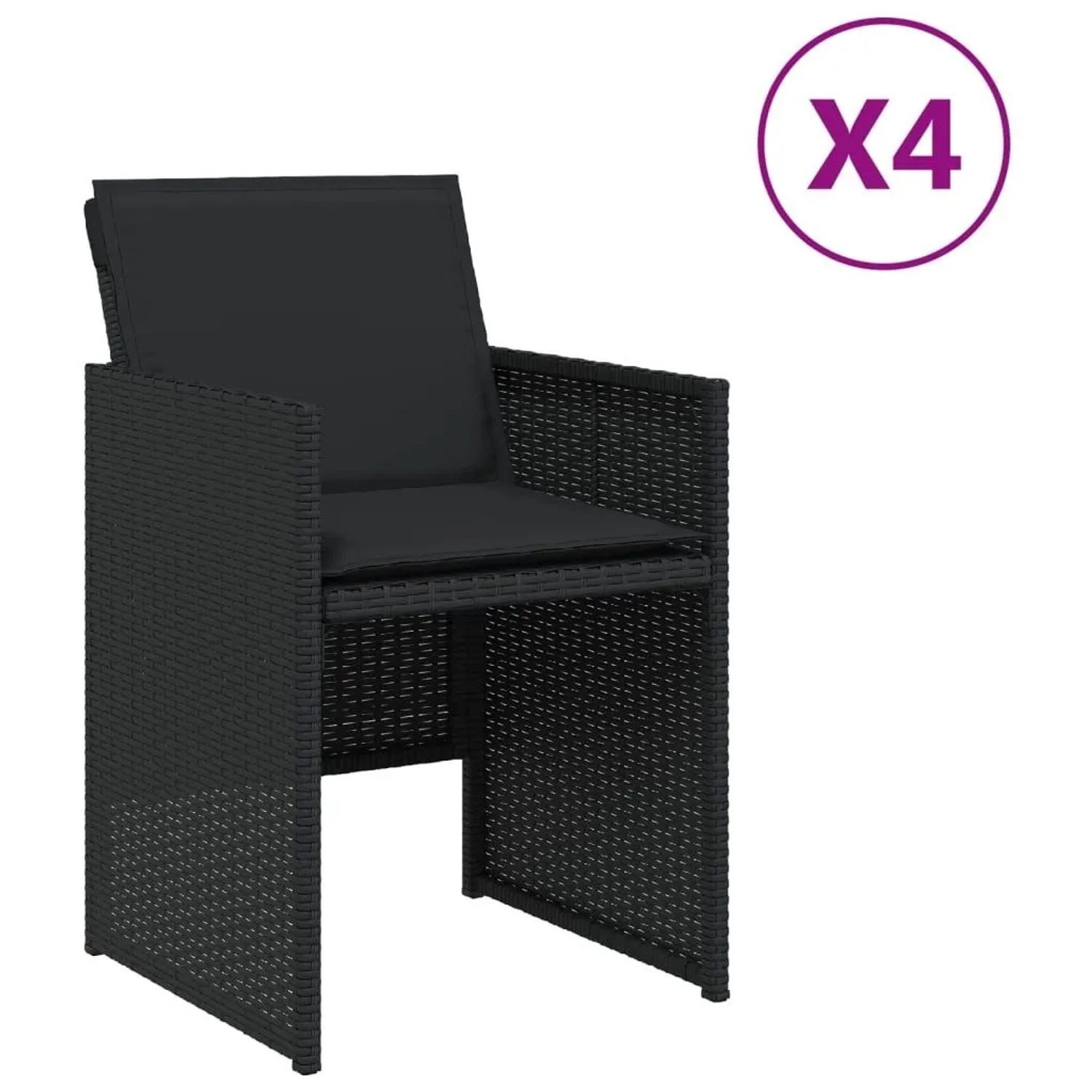 Furnicato Gartenstuhl Schwarz Pe Rattan 50 5 X 54 X 79 Cm Klappbare Rückenlehne