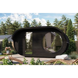 Fjordholz Ovales Saunafass Modell Raiki Black Edition
