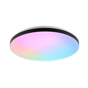 Smarte LED-Deckenleuchte Livio mit RGB & CCT Funktion, weiß-schwarz, Ø 38,5 cm.