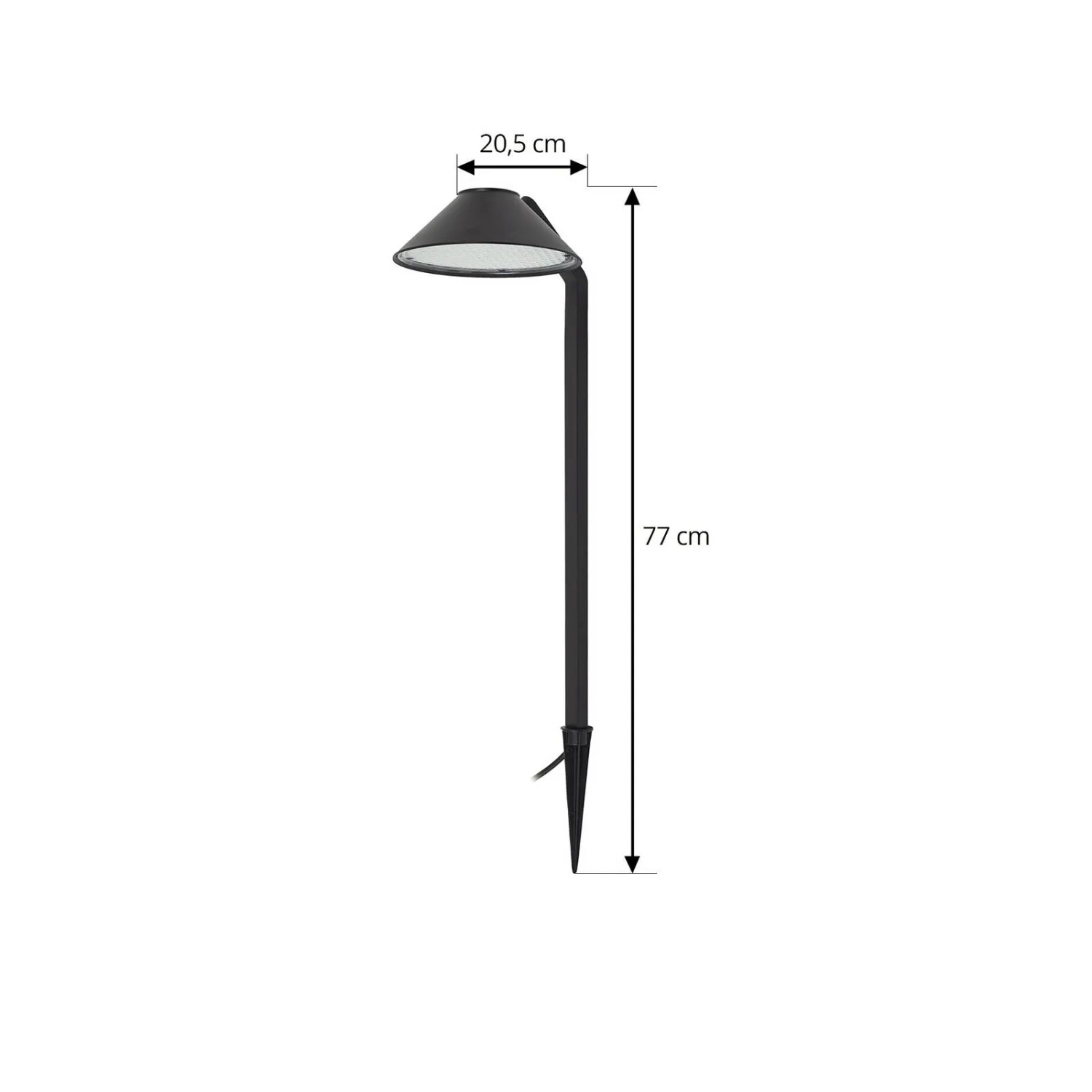 Moderne Lindby LED Außenleuchte Capelo, schwarz, aus Aluminium. Gartenstrahler mit Erdspieß, 77cm hoch.