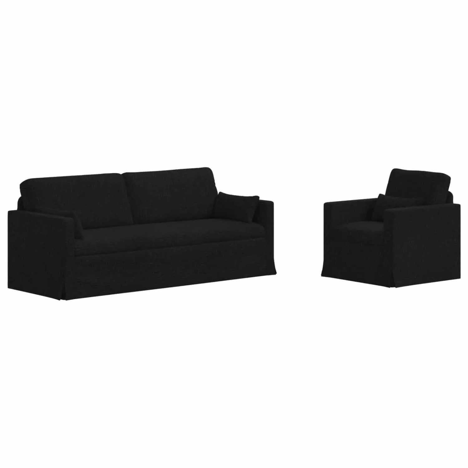 vidaXL Sofa 2-Tlg Schwarz 198 x 78 x 80 cm Stoff 3407583