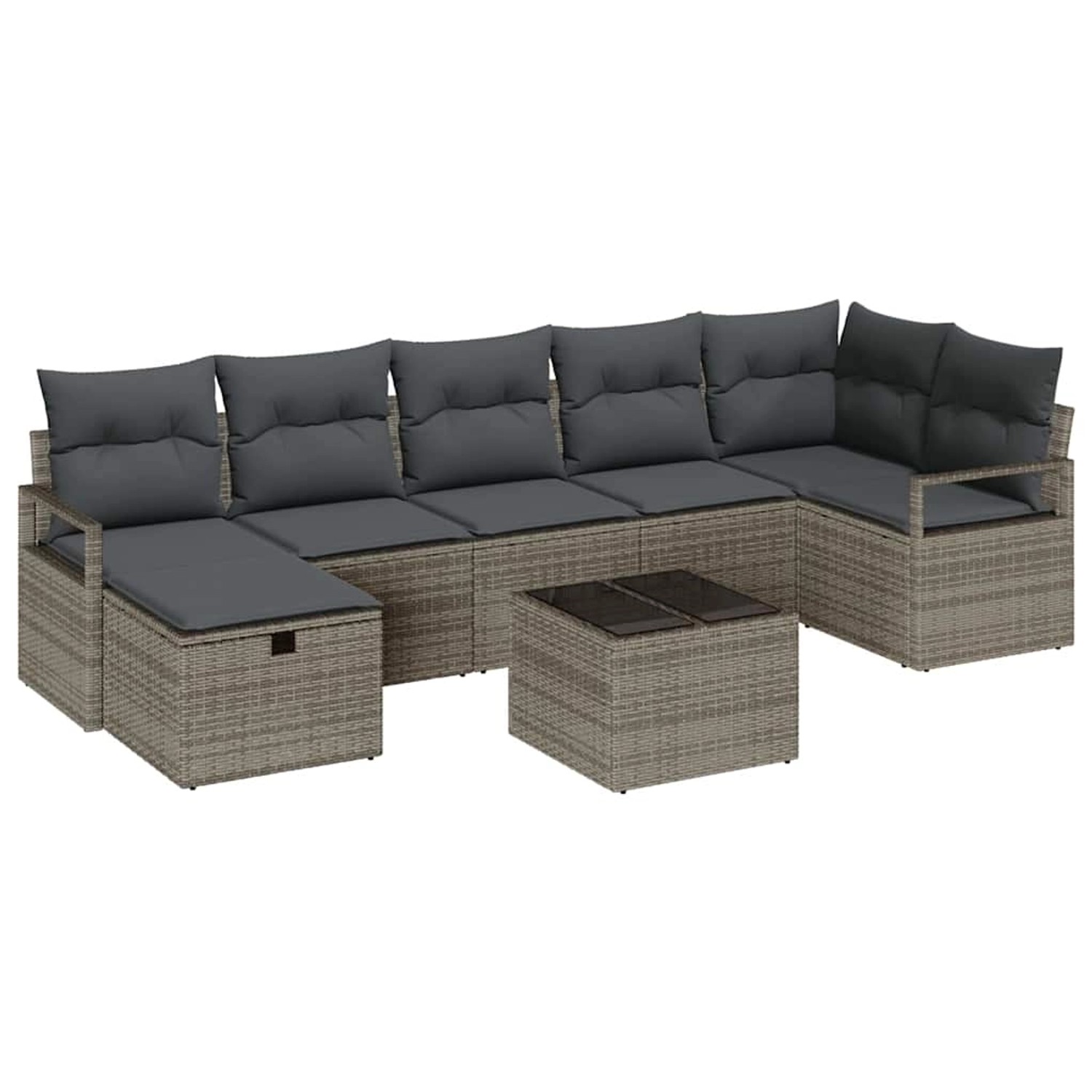 vidaXL 8-Tlg Garten-Sofagarnitur mit Kissen Grau Poly Rattan 3360540 günstig online kaufen