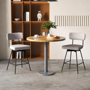 Costway 2er Set Barhocker Drehbar mit Rückenlehne & Fußstütze Beige