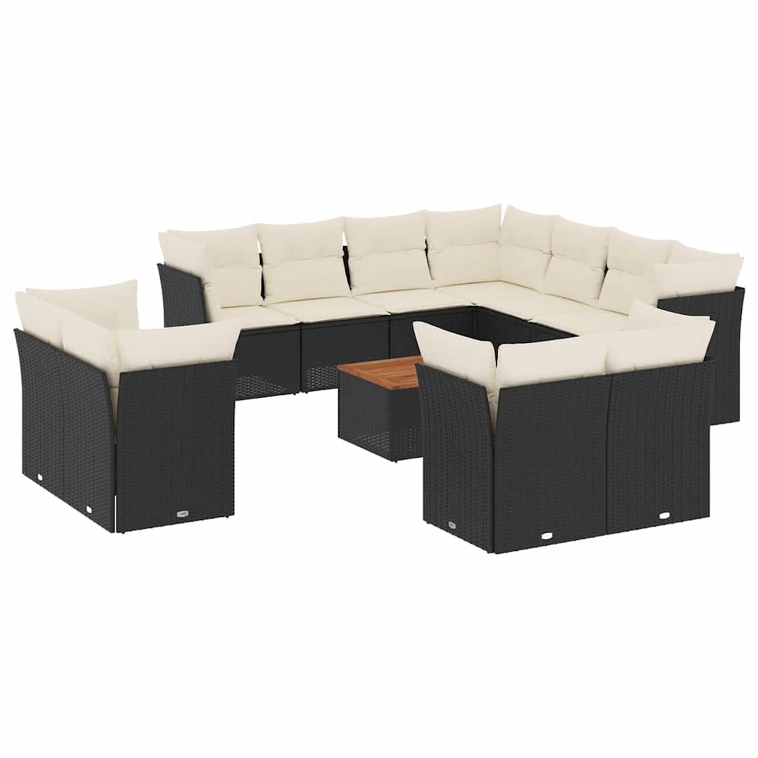 vidaXL 12-Tlg Garten-Sofagarnitur mit Kissen Schwarz Poly Rattan 3256273 günstig online kaufen