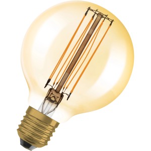 Osram LED-Leuchtmittel E27 Globe, 5,8W, warmweiß, 470lm, goldfarben, dimmbar.