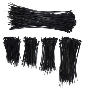 eyepower Kabelbinder-Set, 500-teilig, schwarz, verschiedene Längen.