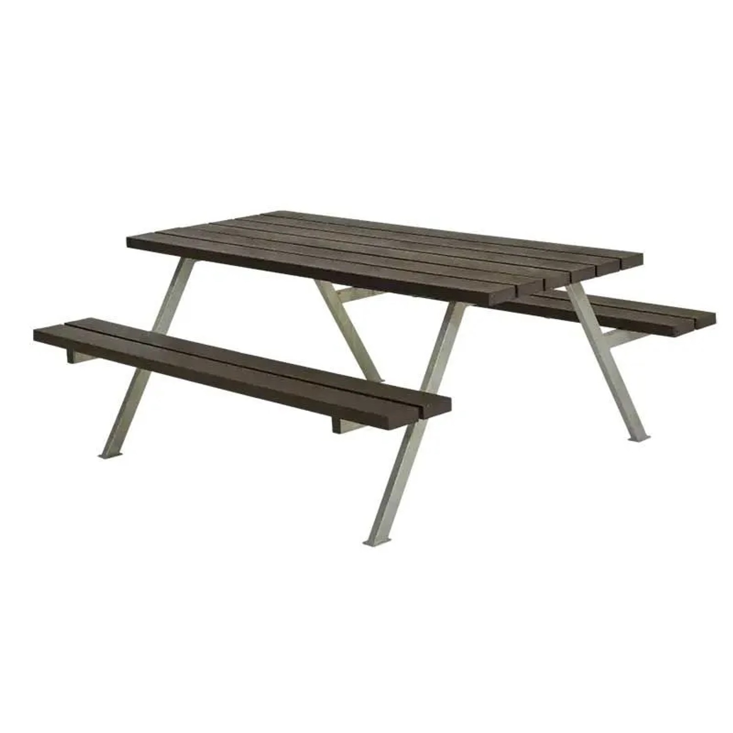 PLUS Gartensitzgruppe 177 cm RePlast Schwarz Tisch-Bank-Kombination für Garten und Schulhof