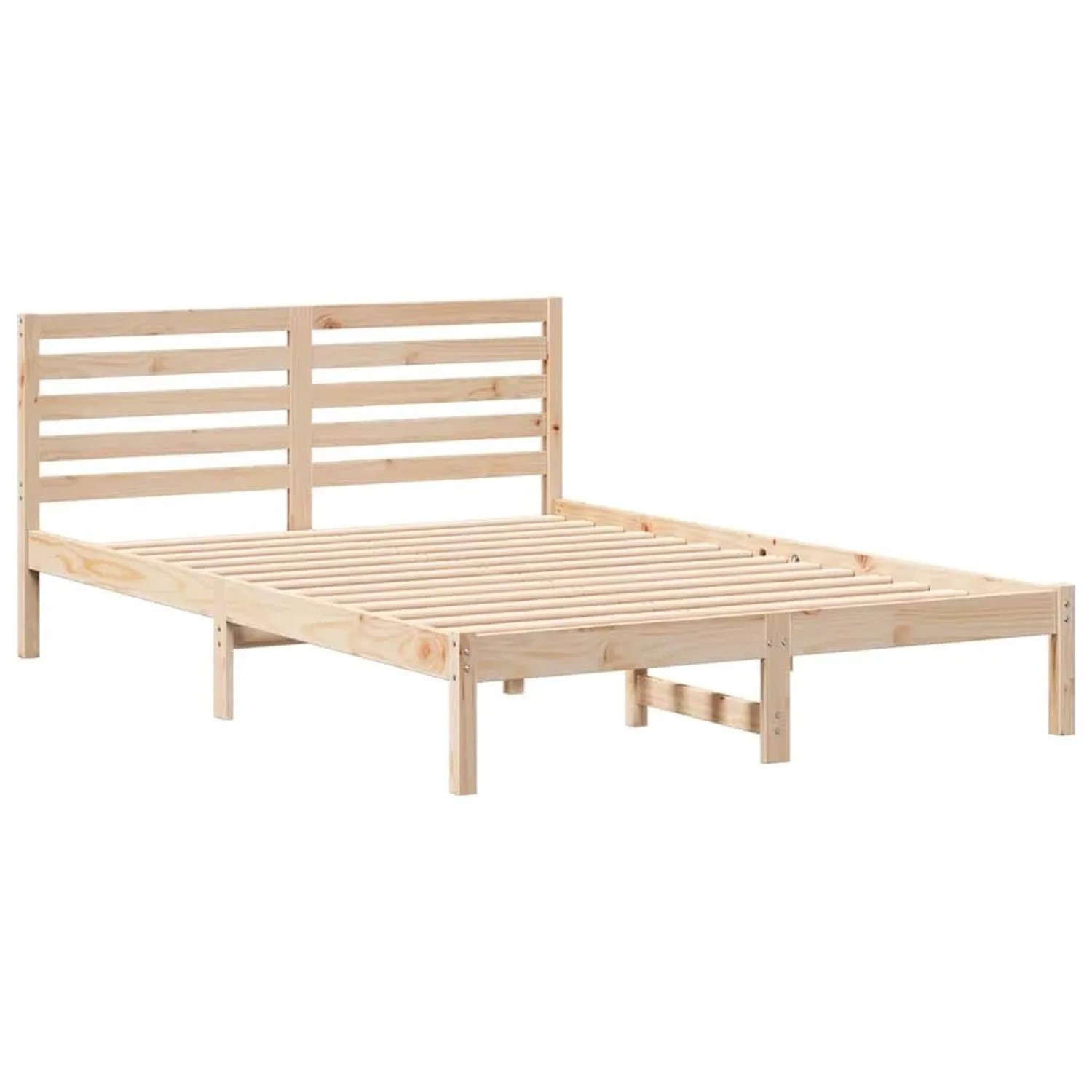 vidaXL Bettrahmen mit Kopfteil Braun 140 x 210 cm Massives Kiefernholz 872311