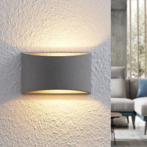 Lindby Beton Wandleuchte Wandlampe Innen Edvin 9624682 Modern in Alu aus Beton 1-flammig G9 Wohnzimmerleuchte