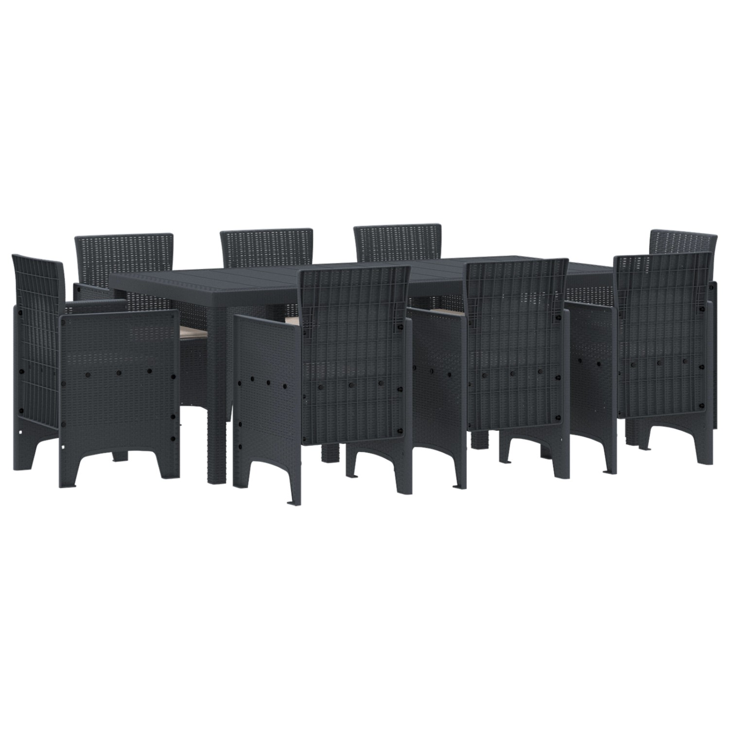 vidaXL 9-tlg Garten-Essgruppe mit Kissen Anthrazit Poly Rattan 3378573 günstig online kaufen