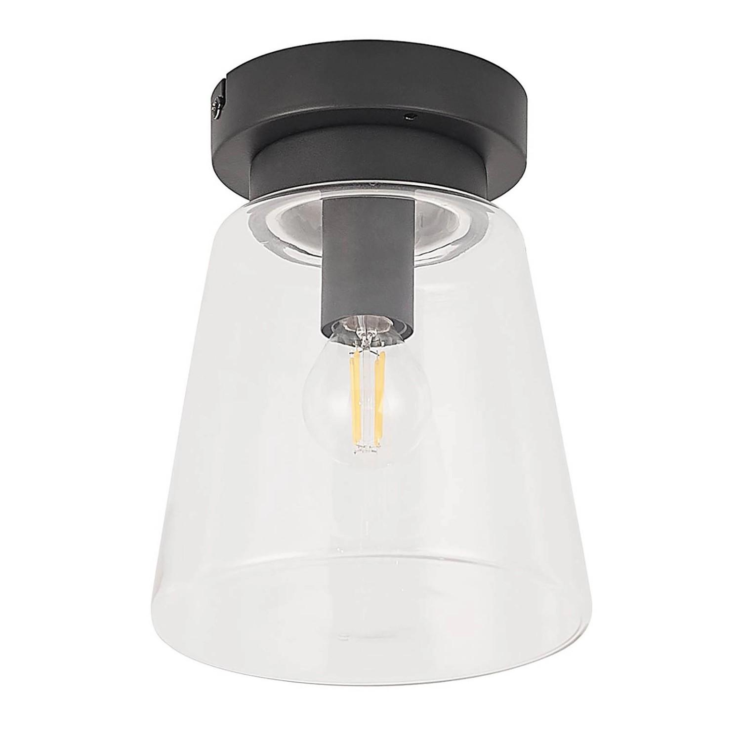 Thumbnail - Lindby Deckenlampe Carmalin 9628104 Spritzwassergeschützt Modern in Schwarz aus Metall 1-flammig E14 Wohnzimmerleuchte