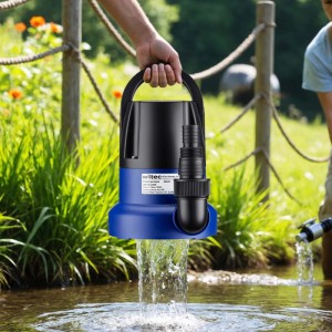 Wiltec Tauchpumpe 400W, blau-schwarz, pumpt Wasser aus Teich. Ideal für Keller & Schmutzwasser.