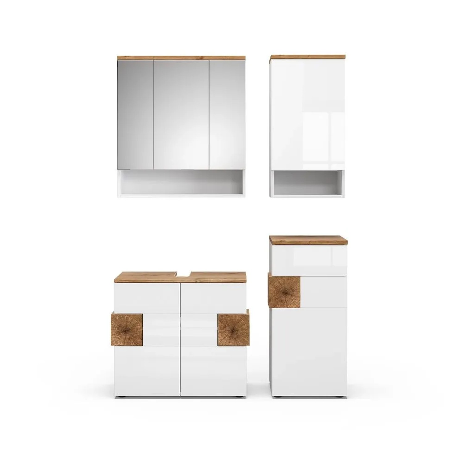 Vicco Badmöbel-Set Eden Weiß Hochglanz 75 x 64 4-teilig