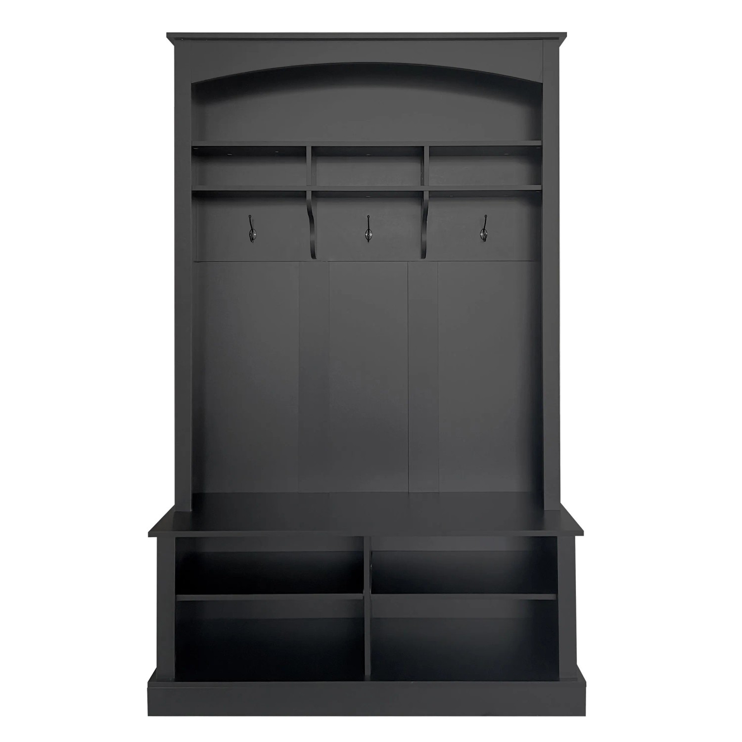 okwish Garderoben Set mit Bank Schuhablage 3 Haken Flur 120x190x40cm Schwarz