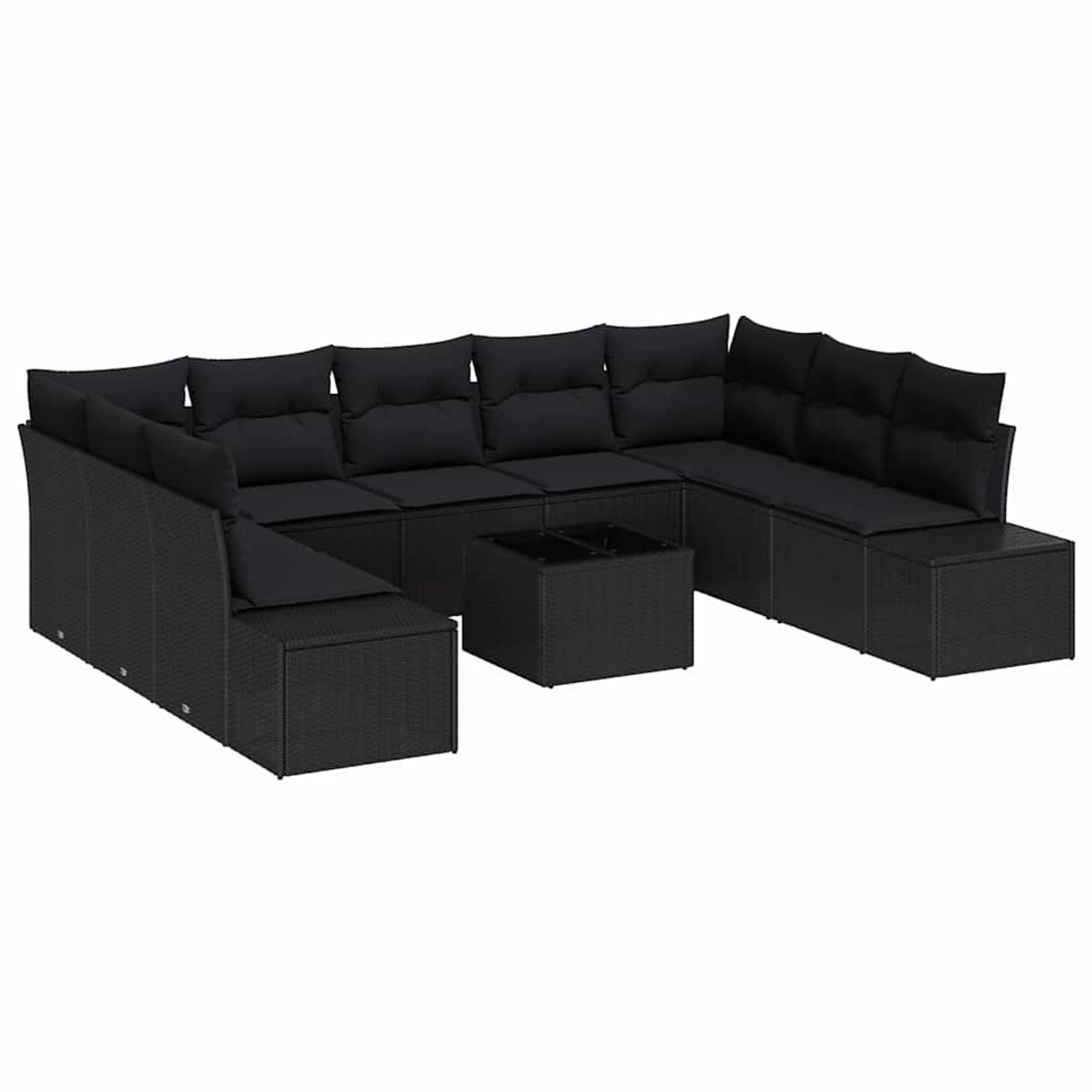 vidaXL Garten-Sofa-Set mit Kissen 10-Tlg Schwarz Poly Rattan 3347233 günstig online kaufen